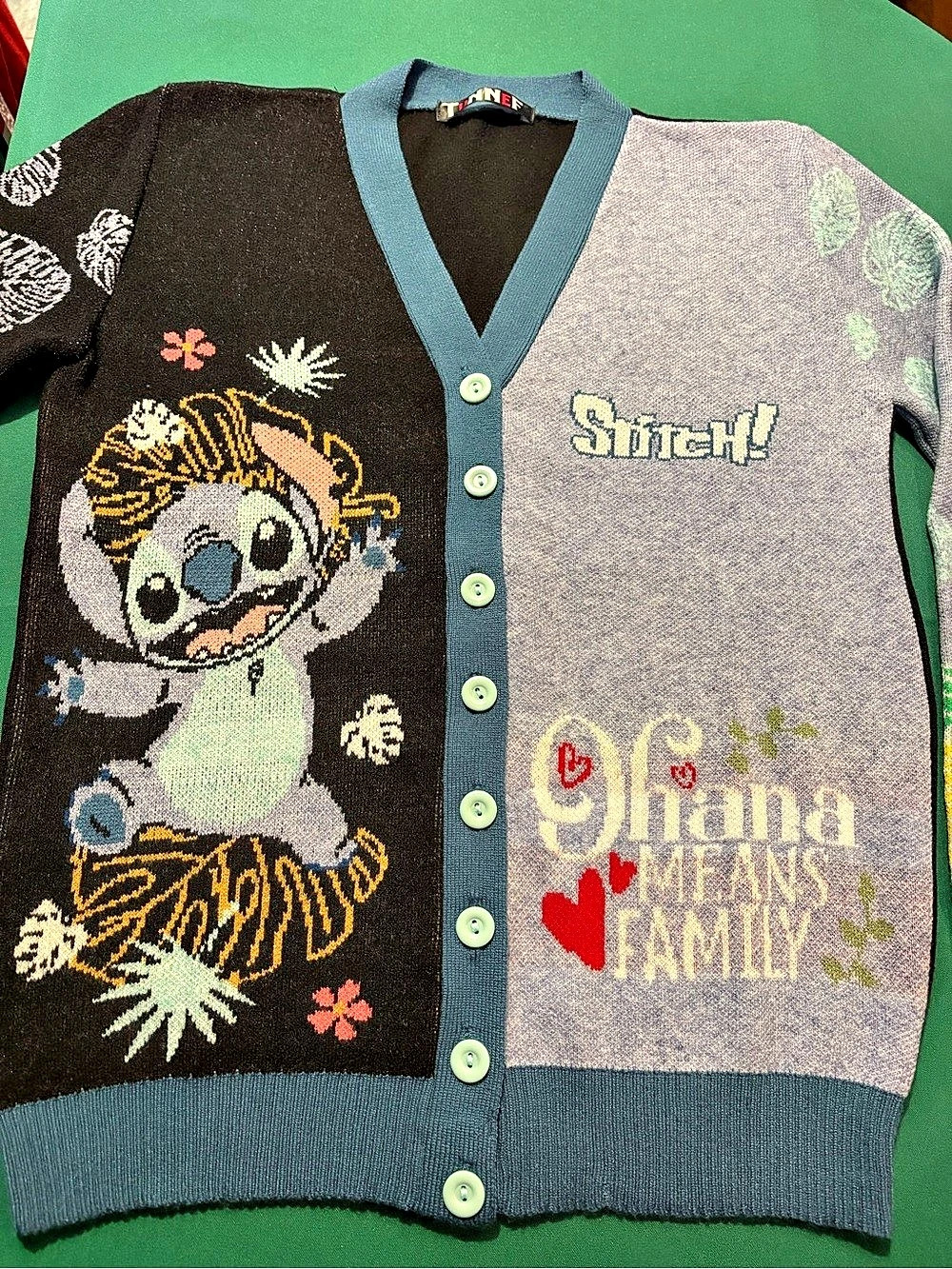 Disney Lilo & Stitch Blue Embroidered Cardigan Color Block Graphic Cardigan in